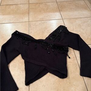 Moda International Black Off-Shoulder Sweater